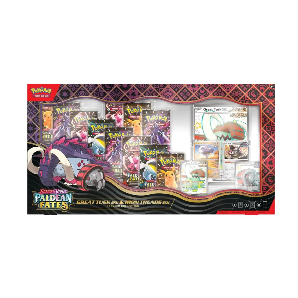 Paldean Fates Great Tusk ex & Iron Treads ex Premium Collection Box