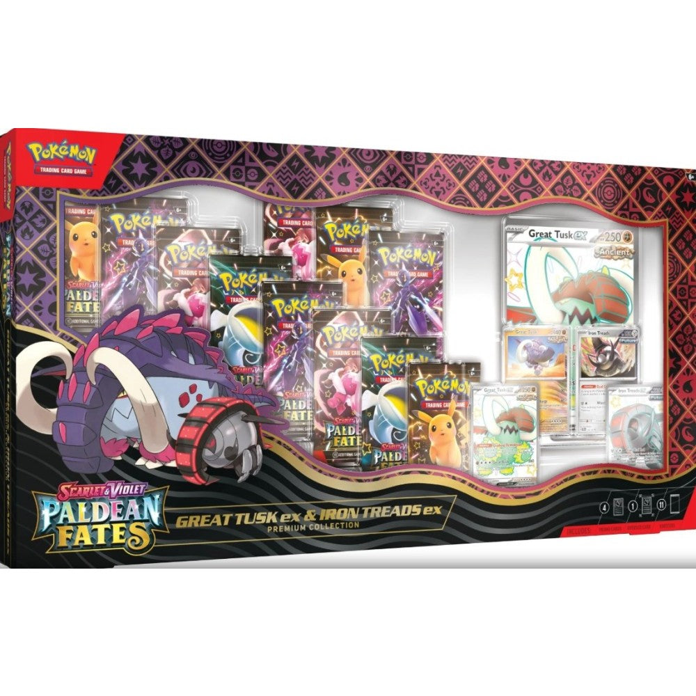Paldean Fates Great Tusk ex & Iron Treads ex Premium Collection Box